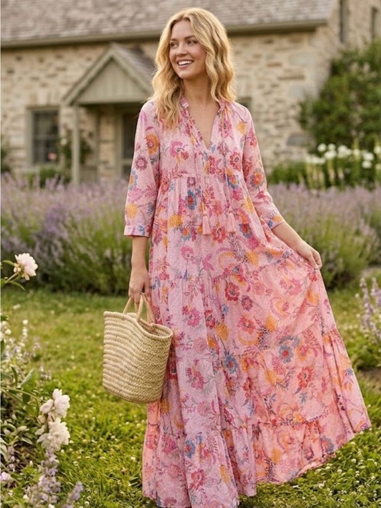 Molly Bracken Dresses & Skirts - Molly Bracken Pink Alba Floral Tiered Maxi Dress